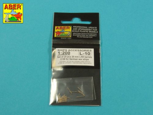 Aber Models - Set of 20 pcs 20 mm L/65 barrels  C/38 for German ships