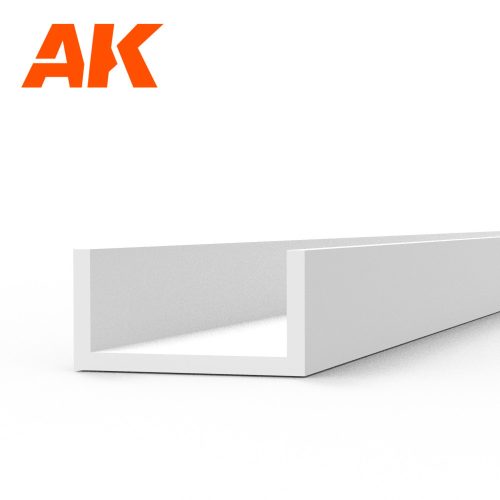 AK Interactive - U Channel 4.0 width x 350mm - STYRENE STRIP