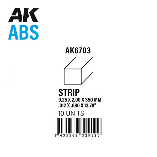 AK Interactive - Strips 0.25 x 2.00 x 350mm - ABS STRIP