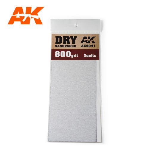 AK Interactive - Dry Sandpaper 800 Grit. 3 units