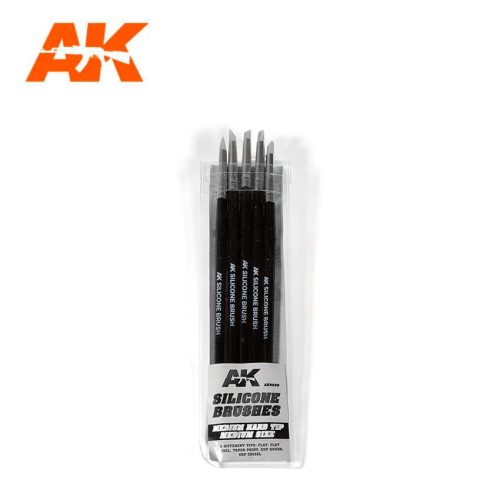 AK Interactive - Set Of 5 Silicone Brushes Medium Hard Tip Medium