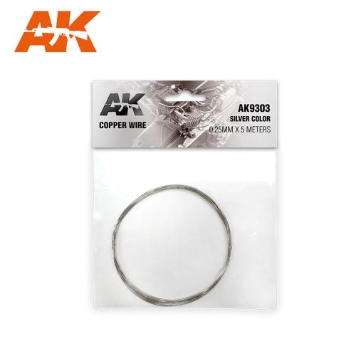 AK Interactive - Copper Wire 0.25mm X 5 Meters Silver Color