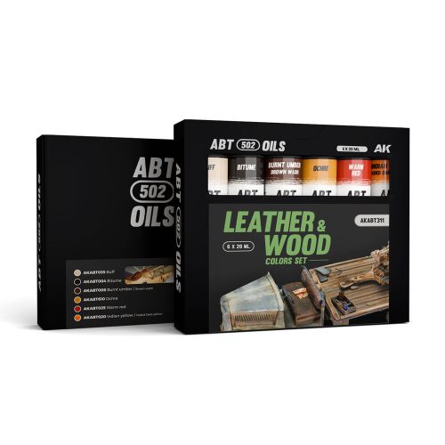 AK Interactive - LEATHER & WOOD COLORS SET - ABT 502 OILS