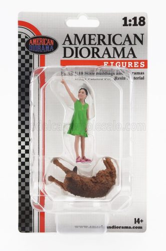 American Diorama - FIGURES GIRL WHIT DOG GREEN BROWN