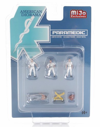 American Diorama - FIGURES SET 4X MAN PARAMEDIC - AMBULANCE - AMBULANZA WHITE