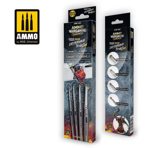 AMMO - AMMO WARGAMING UNIVERSE - Miniature Premium DIO DRYBRUSH Brush Set