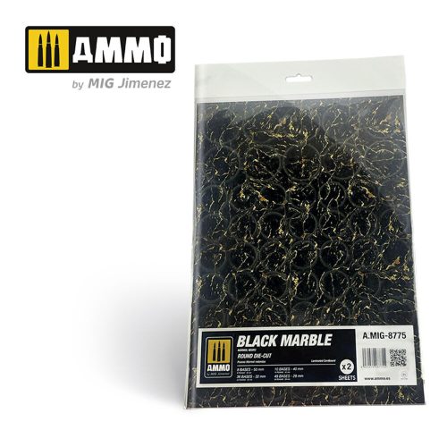 AMMO - Black Marble. Round Die-cut for Bases for Wargames - 2 pcs