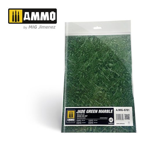 AMMO - Jade Green Marble. Round Die-cut for Bases for Wargames - 2 pcs