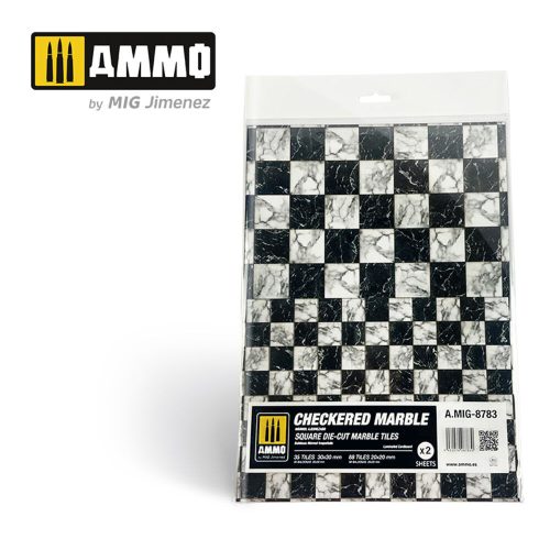 AMMO - Checkered Marble. Square Die-cut Marble Tiles - 2 pcs