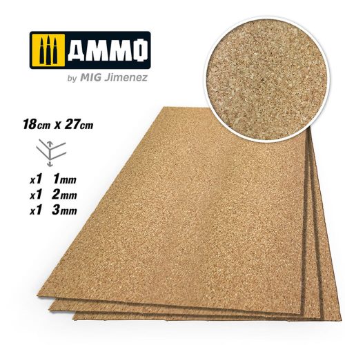 AMMO - CREATE CORK Fine Grain Mix (1mm, 2mm and 3mm) - 1 pc. each size