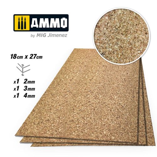 AMMO - CREATE CORK Medium Grain Mix (2mm, 3mm and 4mm) - 1 pc. Each Size