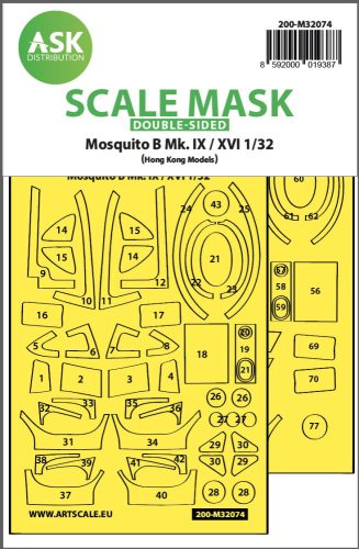 Art Scale - 1/32 Mosquito B Mk.IX/XVI  double-sided fit mask for Hong Kong Model