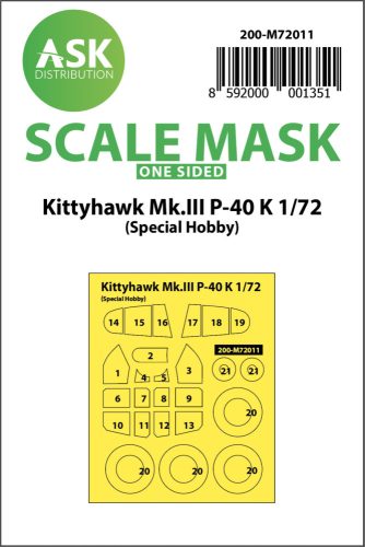 Art Scale - 1/72 Kittyhawk Mk.III P-40 K one-sided painting mask for Special Hobby