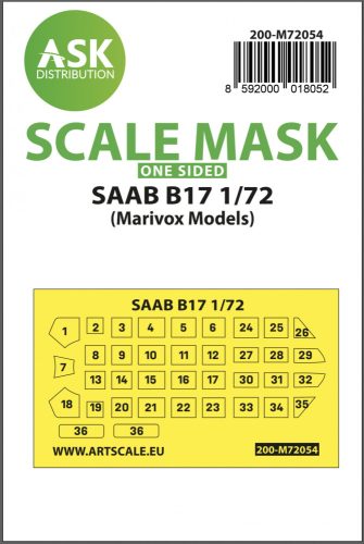 Art Scale - 1/72 SAAB B17 one-sided painting express mask for Marivox