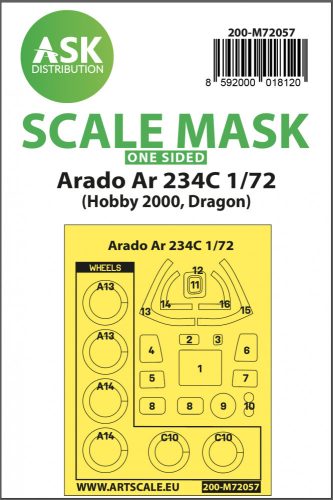 Art Scale - 1/72 Arado Ar 234C one-sided painting express mask for Hobby2000 / Dragon