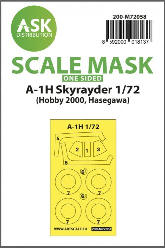 Art Scale - 1/72 A-1H Skyrayder one-sided painting express mask for Hobby2000 / Hasegawa