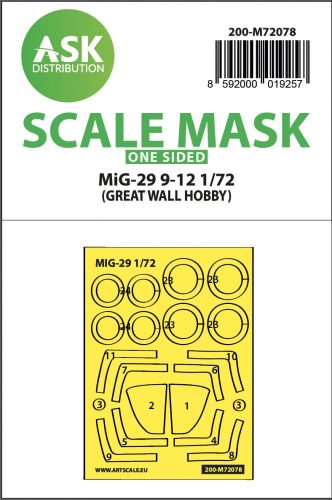 Art Scale - 1/72 Mig-29 9-12 one-sided express mask incl. the rubber mask for Great Wall Hobby