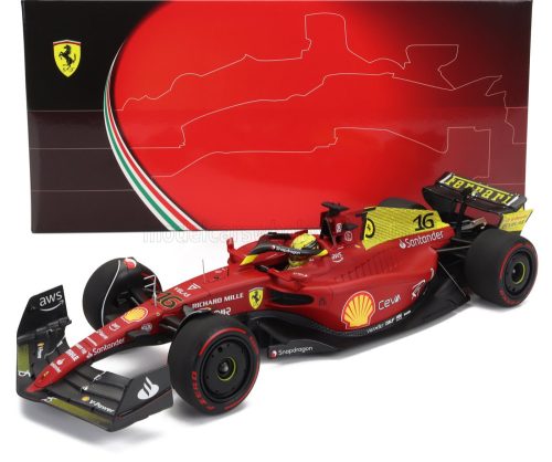 Bbr-Models - FERRARI F1-75 TEAM SCUDERIA FERRARI N 16 POLE POSITION AND 2nd MONZA ITALY GP 2022 CHARLES LECLERC RED YELLOW