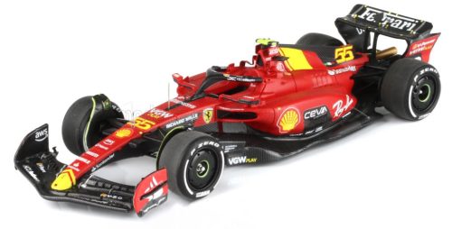 Bbr-Models - FERRARI F1  SF-23 TEAM SCUDERIA FERRARI N 55 POLE POSITION 3rd MONZA ITALY GP 2023 CARLOS SAINZ RED BLACK YELLOW