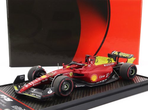 Bbr-Models - FERRARI F1-75 SCUDERIA FERRARI N 16 2nd MONZA ITALY (POLE POSITION) GP 2022 CHARLES LECLERC RED YELLOW