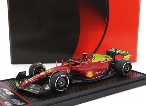 Bbr-Models - FERRARI F1-75 SCUDERIA FERRARI N 55 4th MONZA ITALY GP 2022 CARLOS SAINZ RED YELLOW