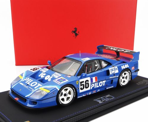 Bbr-Models - FERRARI F40 LM 3.5L TURBO V8 TEAM PILOT PEN RACING N 56 24h LE MANS 1996 MICHEL FERTE - OLIVIER THEVENIN - NICOLAS LEBOISSETIER - CON VETRINA - WITH SHOWCASE BLUE