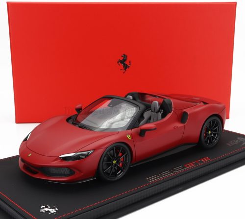 Bbr-Models - FERRARI 296 GTS SPIDER 2022 - CON VETRINA - WITH SHOWCASE ROSSO F1 SF75 - MATT RED