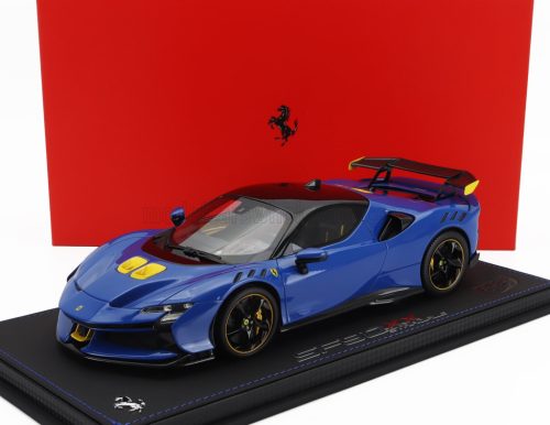 Bbr-Models - FERRARI SF90 XX STRADALE 2024 - CON VETRINA - WITH SHOWCASE AZZURRO DINO - LIGHT BLUE BLACK YELLOW