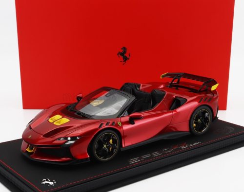 Bbr-Models - FERRARI SF90 XX STRADALE SPIDER 2024 - CON VETRINA - WITH SHOWCASE ROSSO PORTOFINO - RED MET YELLOW