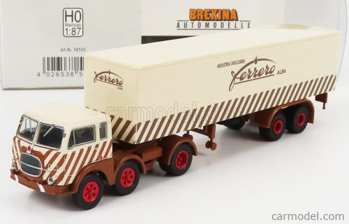 Brekina Plast - Fiat 690 T Truck 3-Assi Telonato Industria Dolciaria Ferrero 1960 Beige Brown