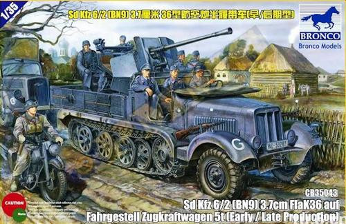 Bronco Models - Sd.kfz 6/2 5t 3.7cm Flak36 half-trackBN9 Early/Late Prod.