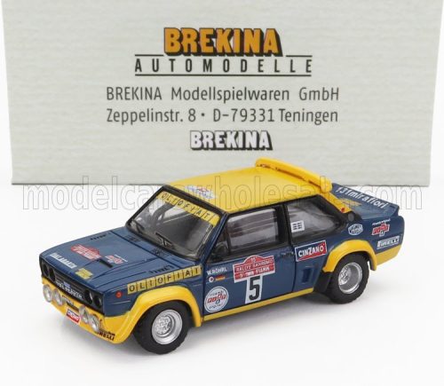 Brekina - FIAT 131 ABARTH N 5 RALLY SANREMO 1977 WALTER ROHRL - WILLI PETER PITZ BLUE YELLOW