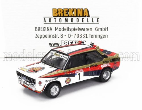 Brekina - FIAT 131 ABARTH N 1 WINNER RALLY HUNSRUECK 1980 WALTER ROHRL - CHRISTIAN GEISTDORFER WHITE RED BLACK GOLD