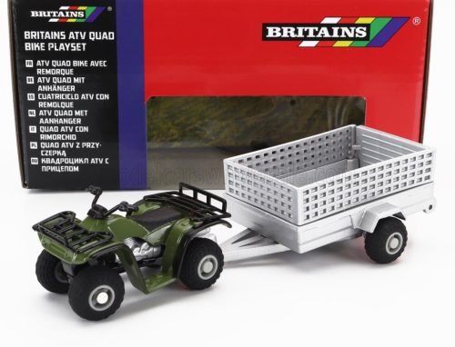 Britains - YAMAHA QUAD 4X4 WITH TRAILER 2009 GREEN SILVER