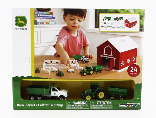 Britains - ACCESSORIES SET FARM TOYS WITH TRACOR + TRAILER AND TRUCK GREEN WHITE