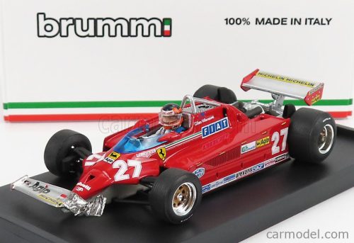 Brumm - Ferrari F1 126Ck Turbo N 27 Gp Canada Montreal 1981 Alettone Danneggiato Dal Giro (Lap) 39 Al 54 Gilles Villeneuve - With Driver Figure Red