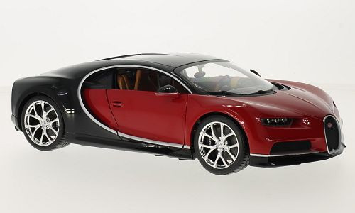 Burago - Bburago, Bugatti Chiron, rot/schwarz, 1:18