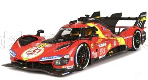 Burago - FERRARI 499P 3.0L TURBO V6 TEAM FERRARI AF CORSE N 51 WINNER 24h LE MANS 2023 ALESSANDRO PIER GUIDI - JAMES CALADO - ANTONIO GIOVINAZZI RED YELLOW BLACK