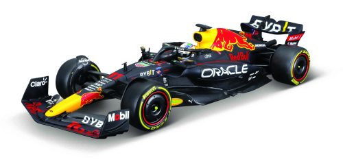 Burago - RED BULL F1  RB18 TEAM ORACLE RED BULL RACING N 11 SEASON 2022 SERGIO PEREZ - WITH PILOT AND SHOWCASE MATT BLUE YELLOW RED