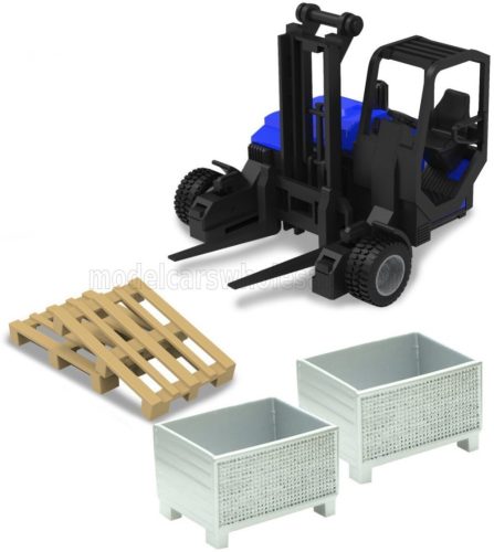 Burago - ACCESSORIES CARRELLO ELEVATORE VERTICALE - LORRY MOUNTED FORKLIFT VERTICAL ORDER PICKER 5 WHEELS BLYE