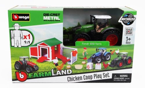 Burago - FENDT SET FARM CHICKEN COOP PLAY VARIO 1050 TRACTOR 2016 GREEN