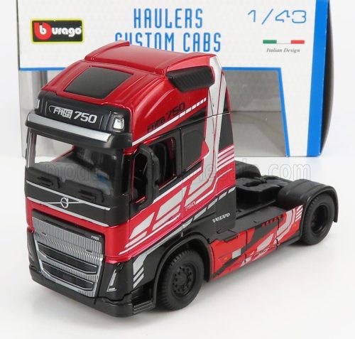 Burago - VOLVO FH16 XL 750 EURO 6 CAB TRACTOR TRUCK 2-ASSI 2018 RED MET BLACK