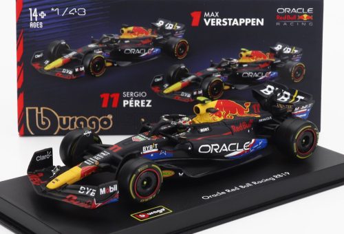 Burago - RED BULL F1  RB19 TEAM ORACLE RED BULL RACING N 11 4th AUSTIN USA GP 2023 SERGIO PEREZ - WITH PILOT AND SHOWCASE MATT BLUE