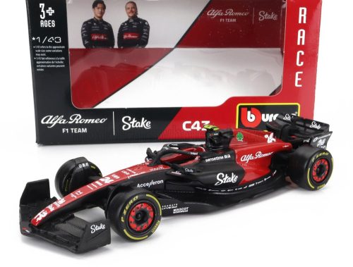 Burago - ALFA ROMEO F1  C43 TEAM STAKE N 24 SEASON 2023 GUANYU ZHOU BLACK RED