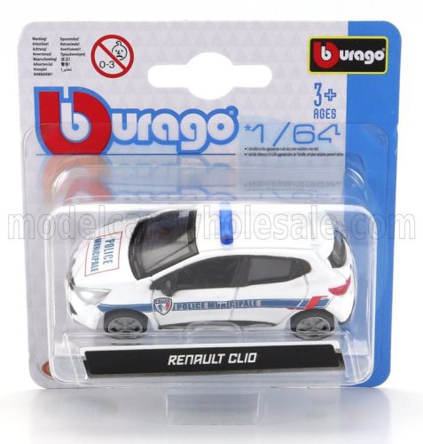 Burago - RENAULT CLIO POLICE MUNICIPALE 2019 WHITE BLUE