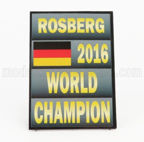 Cartrix - ACCESSORIES F1  WORLD CHAMPION PLATE PIT BOARD - MERCEDES GP W07 HYBRID AMG PETRONAS N 6 SEASON 2016 NICO ROSBERG GREY BLACK YELLOW