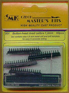 CMK - Button-Head Rivet calibre 1,2 mm 60 pcs with 0,9mm metal drill