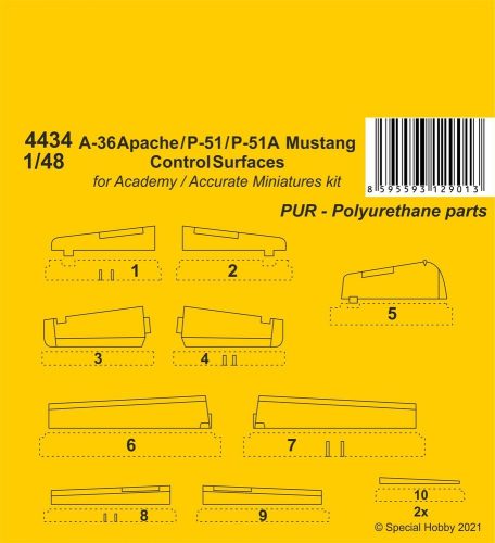 CMK - A-36 Apache / P-51 / P-51A Mustang Control Surfaces