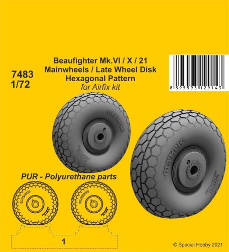 CMK - Beaufighter Mk.VI/X/21 Mainwheels - Late Wheel Disk / Hexagonal Tread Pattern