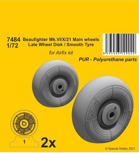 CMK - Beaufighter Mk.VI/X/21 Mainwheels - Late Wheel Disk / Smooth Tyre